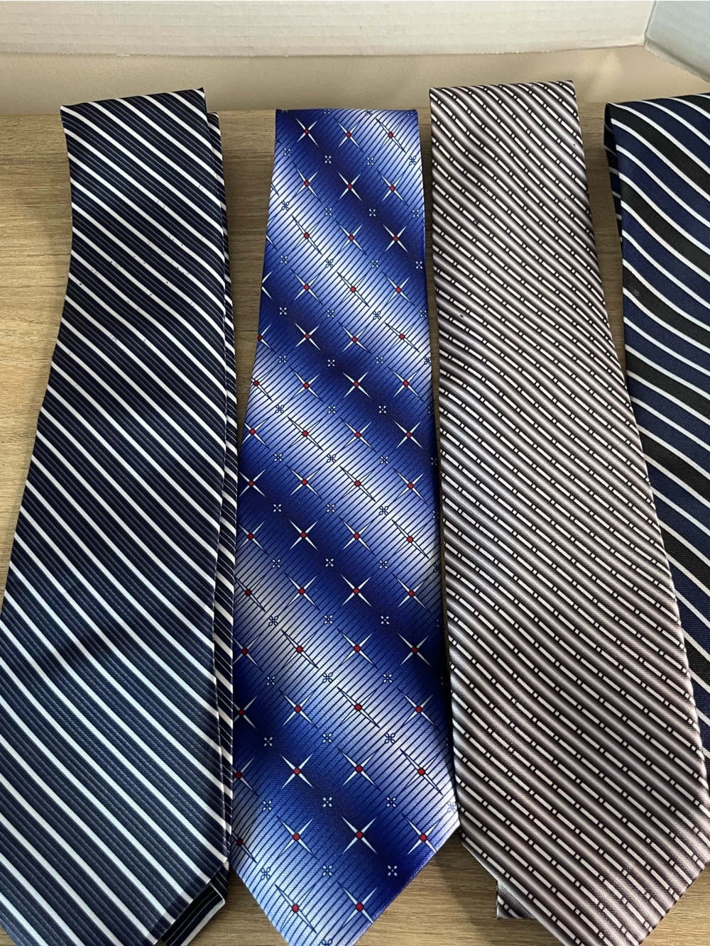 Men's Blue Patterned Ties Lot of Four
